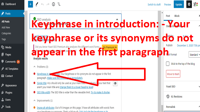Keyphrase in introduction